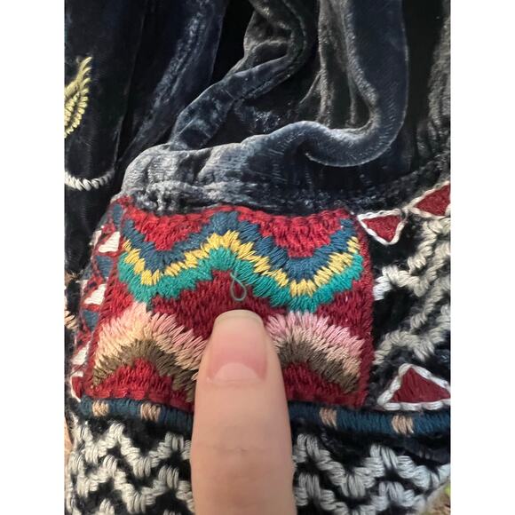 Johnny Was Gen Boho Velvet Floral Embroidered Kimono Jacket Cardi XS Fits S M L - Picture 8 of 10